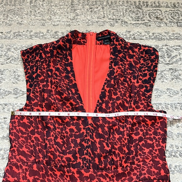 French Connection Drk Orange & Black Print Sleeveless Deep V Neck Dress - Picture 5 of 6